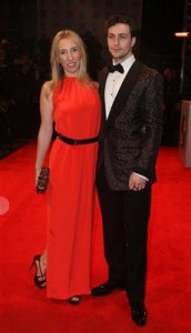 Aaron Johnson with fiance and filmmaker Sam Taylor-Wood at Bafta awards