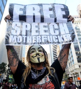 The BART Protests 8/22/11, San Francisco, seen here in " WE ARE LEGION: THE STORY OF THE HACKTIVISTS" - photo: Luminant Media