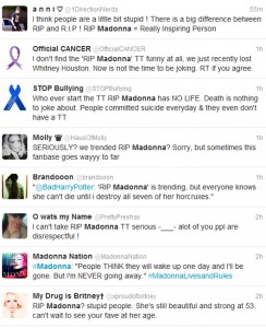 RIP tweets aimed at Madonna